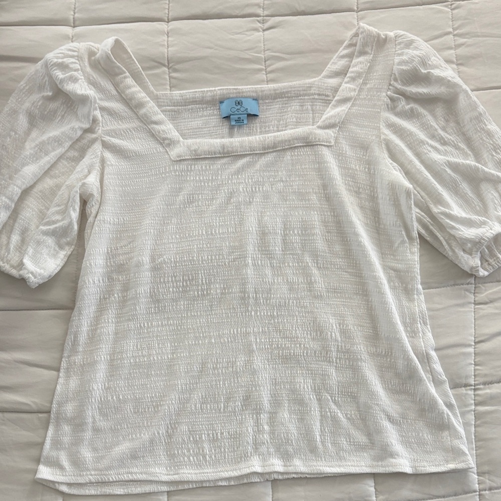 CeCe White Square Neck Blouse